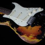 CUSTOM-MADE Strat Super Heavy Relic Aged Black over 3-Color Sunburst